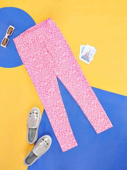 pantaloons junior candy pink printed leggings