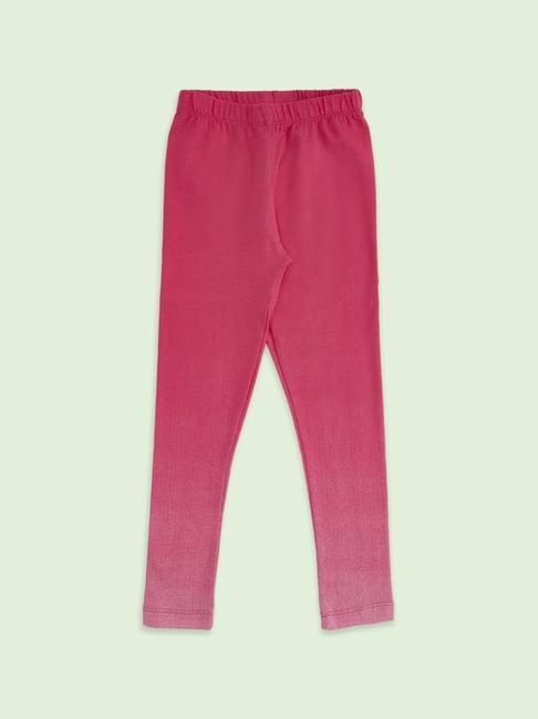 pantaloons junior fuchsia pink regular fit leggings