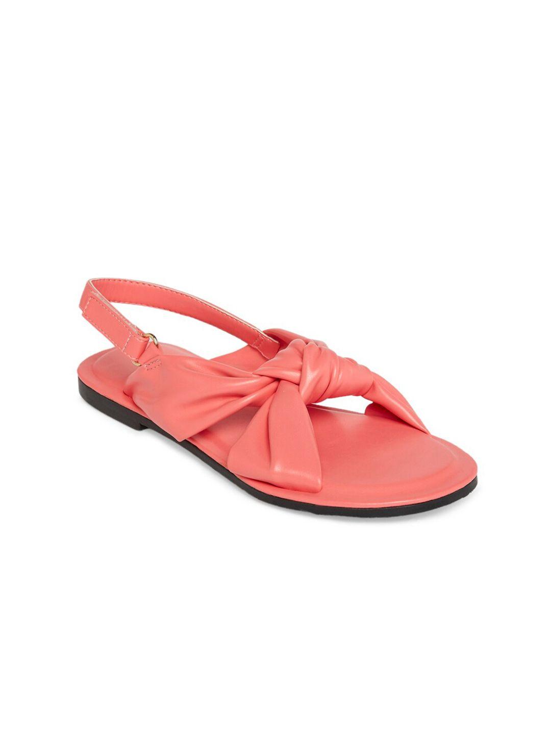 pantaloons junior girls coral open toe flats with bows