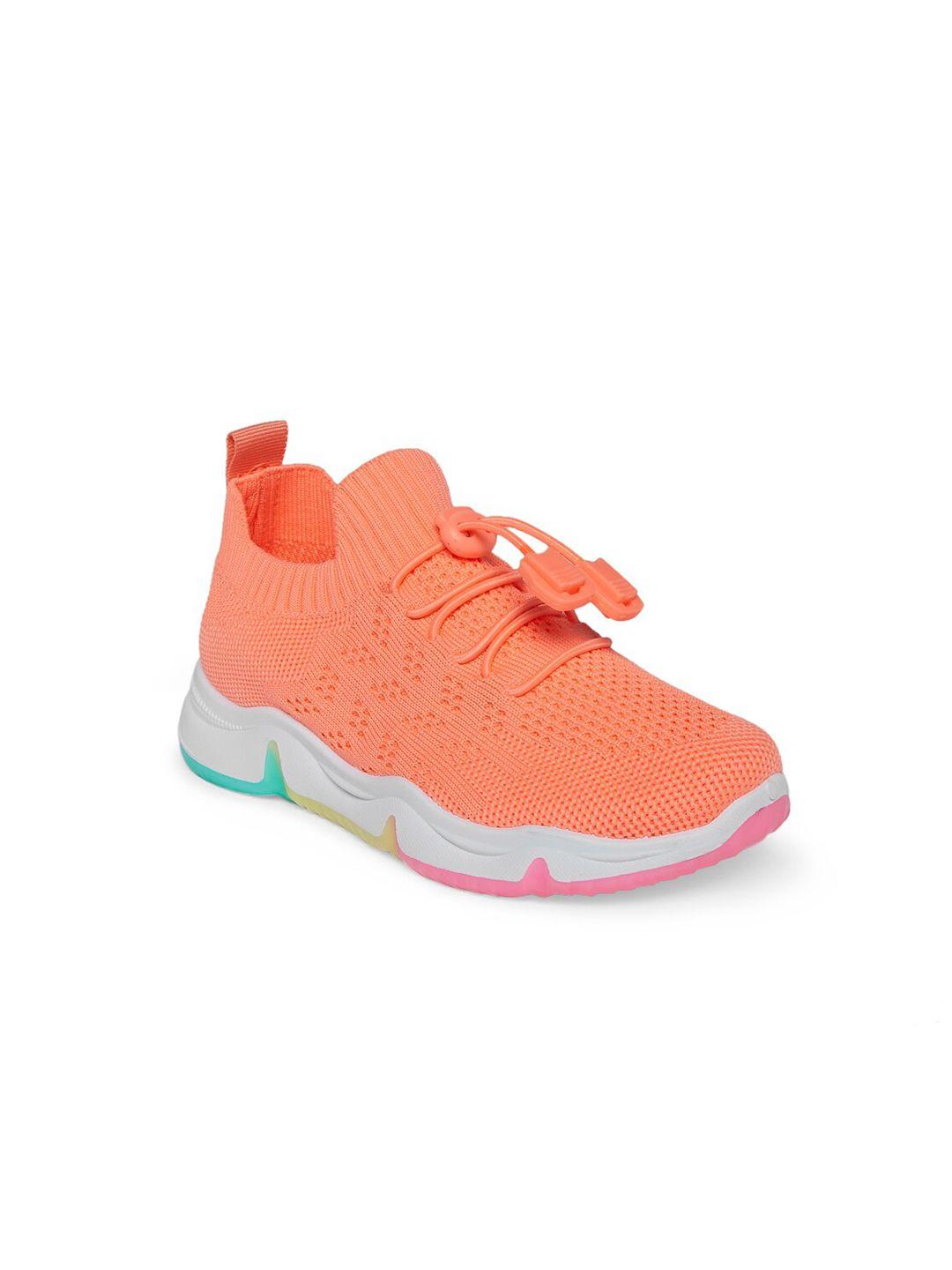 pantaloons junior girls coral orange textile running non-marking shoes