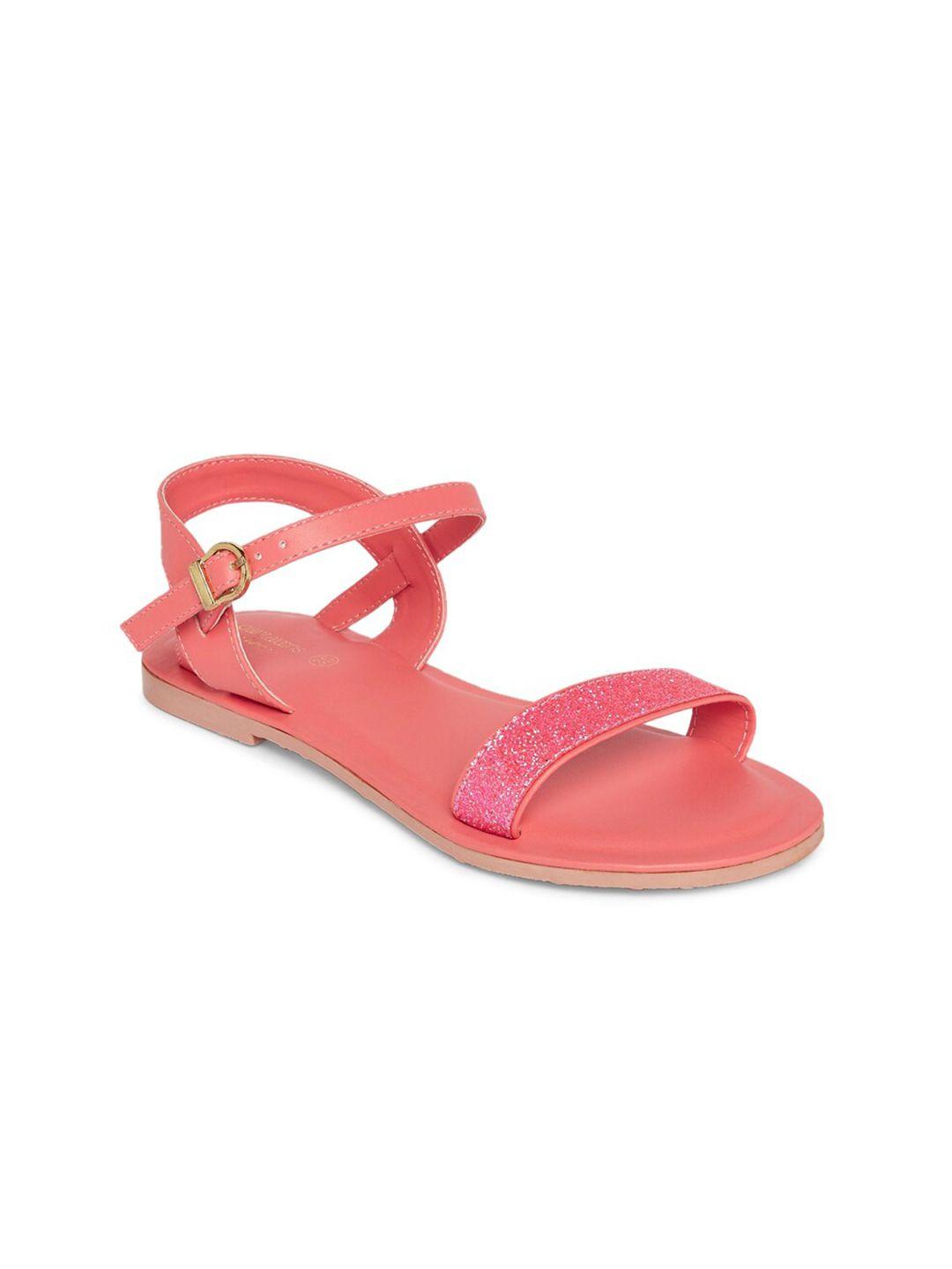 pantaloons junior girls coral solid open toe flats