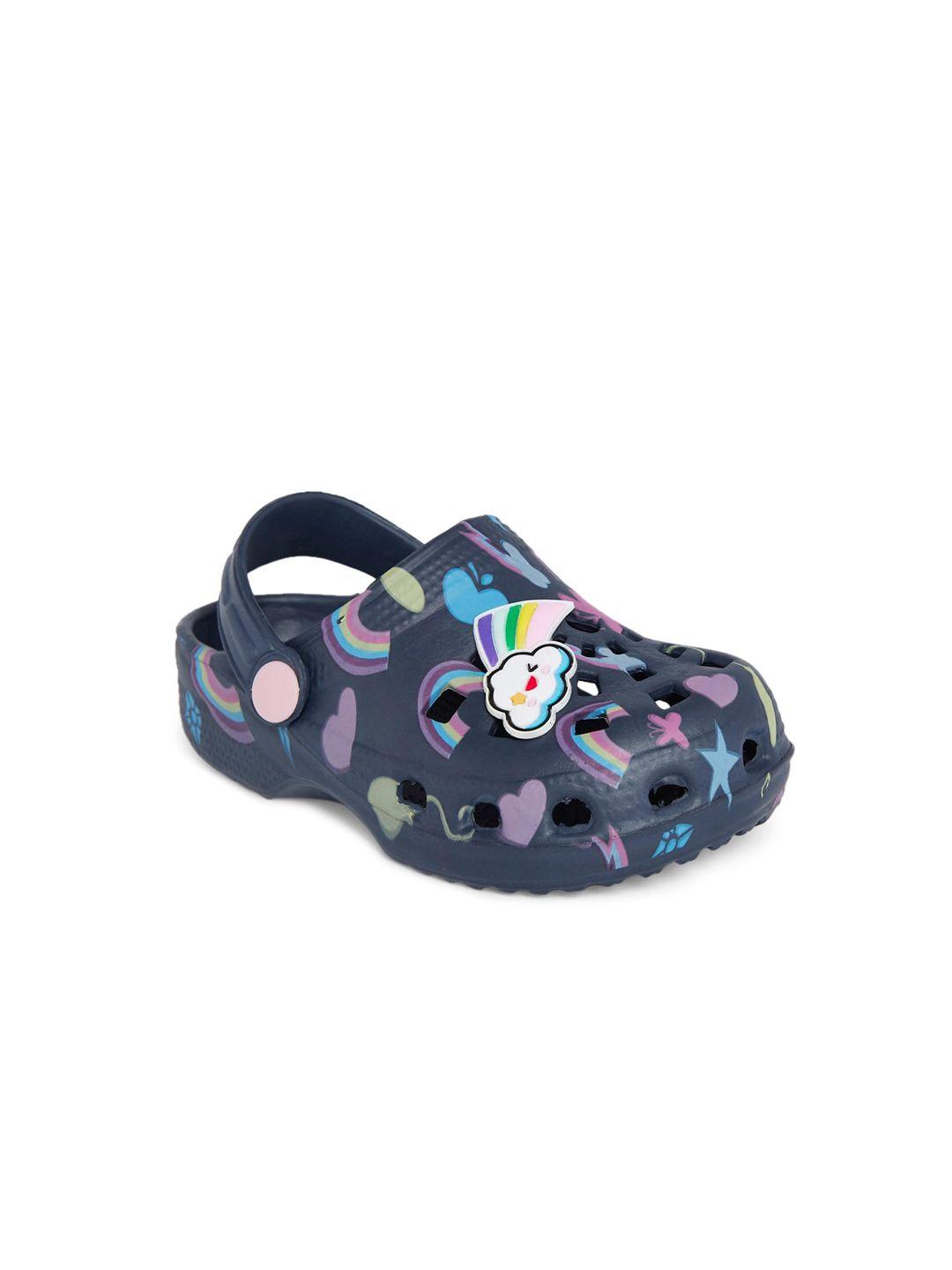 pantaloons junior girls navy blue printed clogs