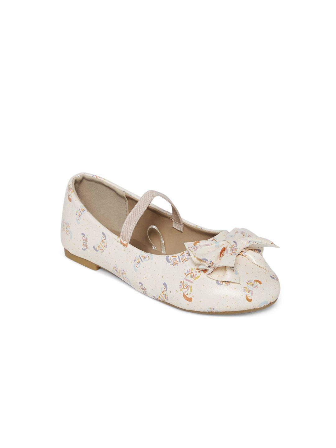 pantaloons junior girls off white ballerinas with laser cuts flats