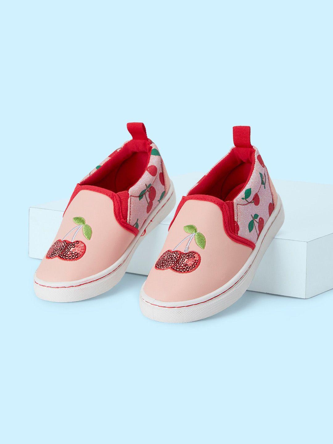 pantaloons junior girls printed embellished slip on sneakers