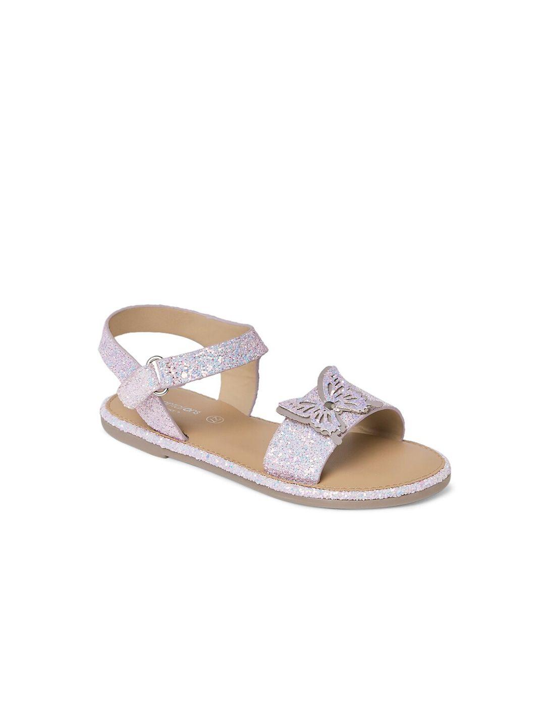 pantaloons junior girls purple & beige ethnic pu comfort sandals