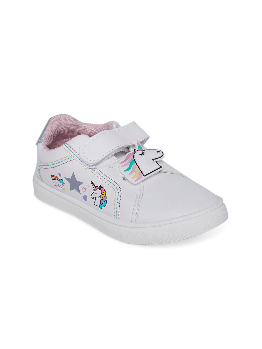 pantaloons junior girls white printed pu sneakers