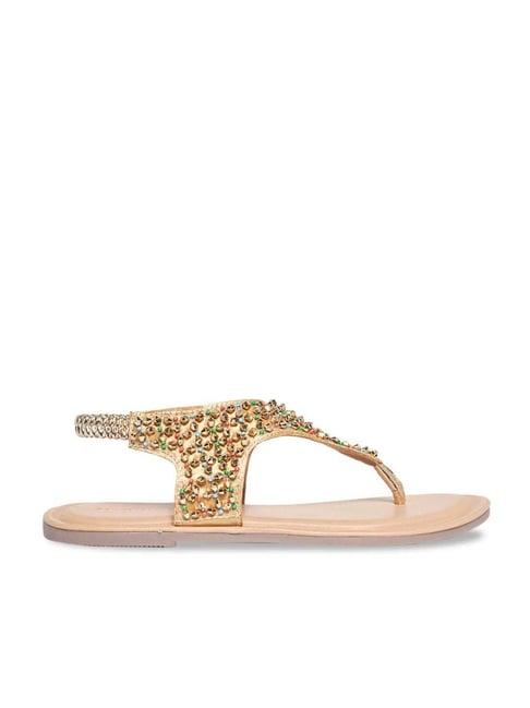 pantaloons junior gold thong sandals