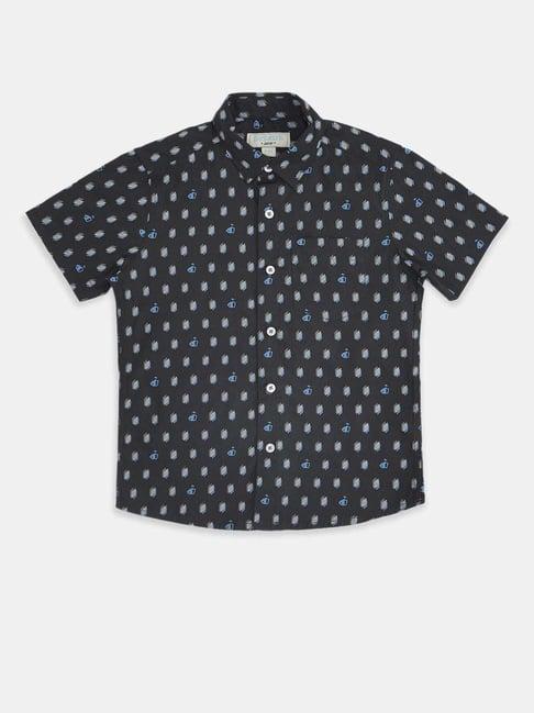 pantaloons junior grey cotton printed shirt