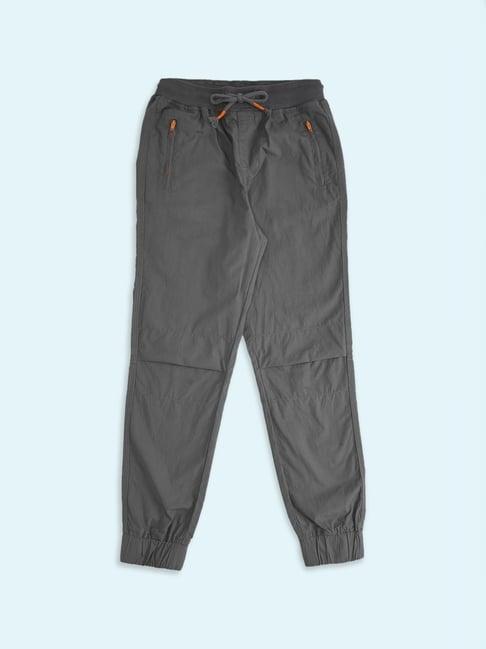 pantaloons junior grey cotton regular fit joggers