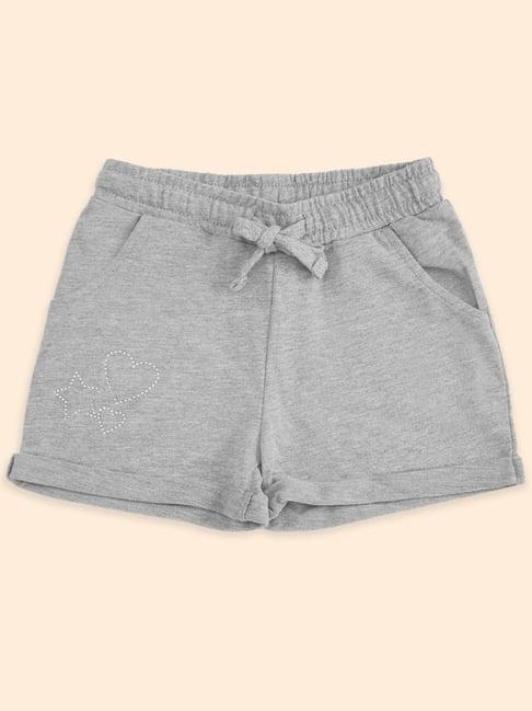 pantaloons junior grey cotton regular fit shorts