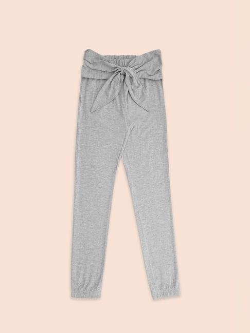 pantaloons junior grey cotton regular fit trackpants