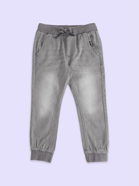 pantaloons junior grey tapered fit jeans