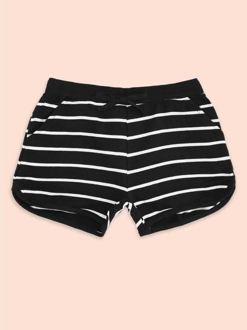 pantaloons junior kids black cotton striped shorts