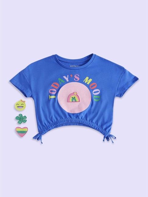 pantaloons junior kids blue cotton printed t-shirt