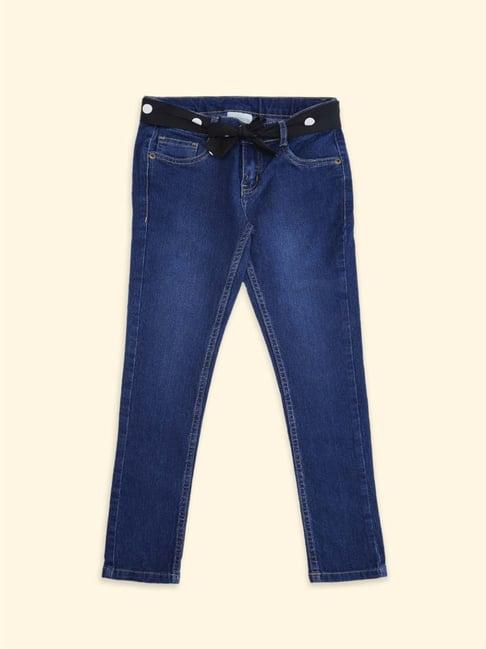 pantaloons junior kids blue cotton regular fit jeans
