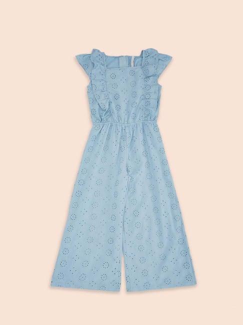 pantaloons junior kids blue cotton regular fit jumpsuit