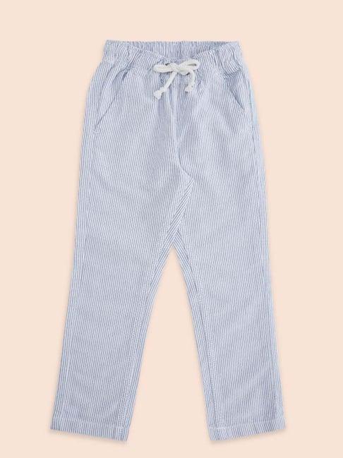 pantaloons junior kids blue cotton striped trousers