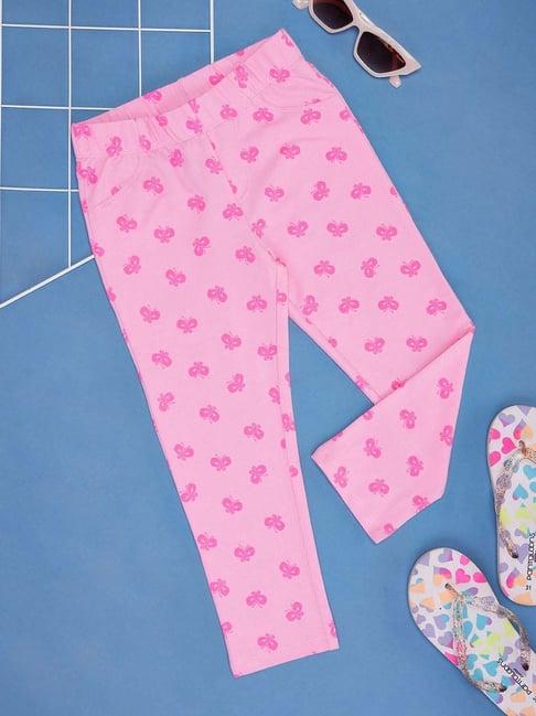 pantaloons junior kids candy pink cotton regular fit legging