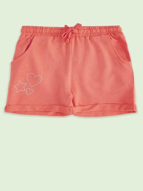 pantaloons junior kids coral cotton printed shorts