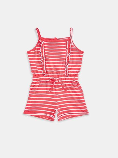 pantaloons junior kids coral cotton striped romper