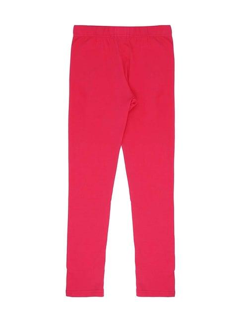 pantaloons junior kids fuchsia pink cotton regular fit leggings