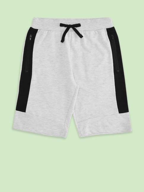 pantaloons junior kids grey & black cotton cut n sew shorts