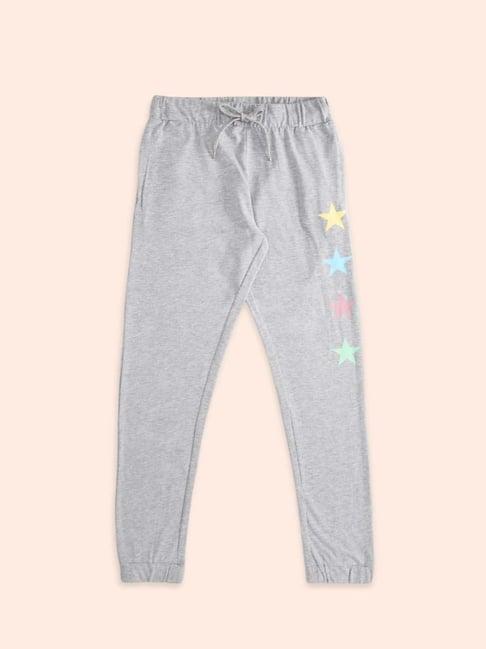 pantaloons junior kids grey cotton printed trackpants