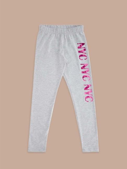 pantaloons junior kids grey printed leggings