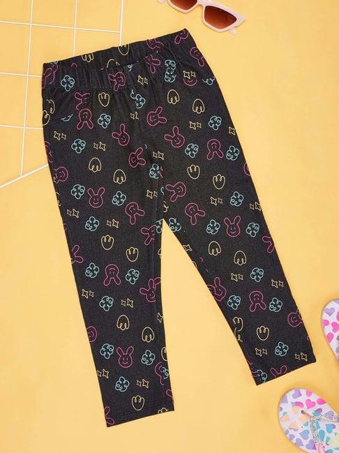 pantaloons junior kids jet black cotton regular fit legging