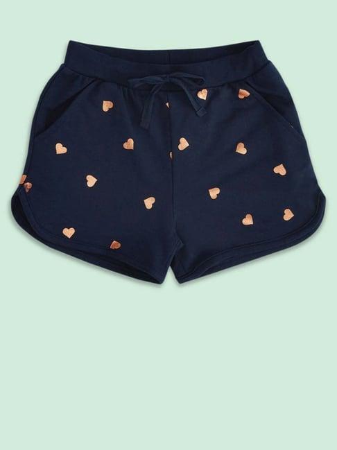 pantaloons junior kids navy cotton printed shorts