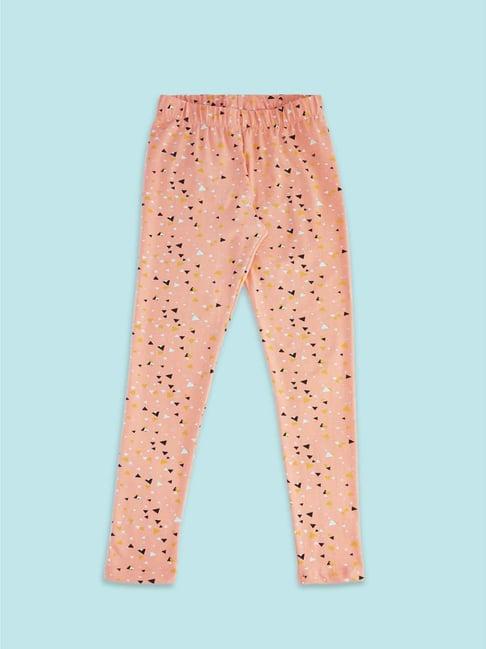 pantaloons junior kids peach printed leggings