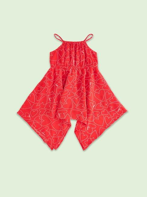 pantaloons junior kids red printed dress