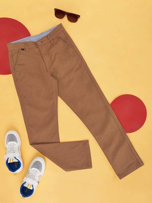 pantaloons junior kids tan regular fit trousers