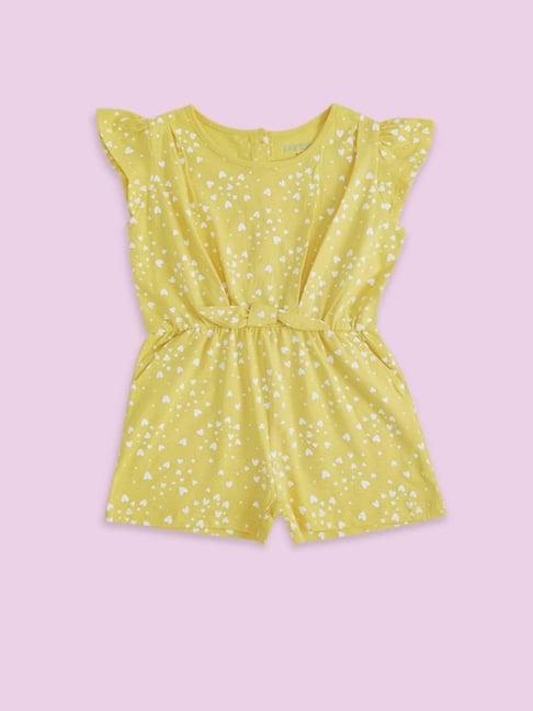 pantaloons junior kids yellow cotton printed romper