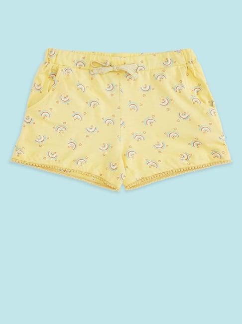 pantaloons junior kids yellow cotton printed shorts