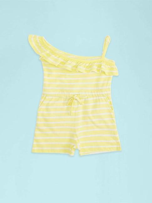 pantaloons junior kids yellow cotton striped romper