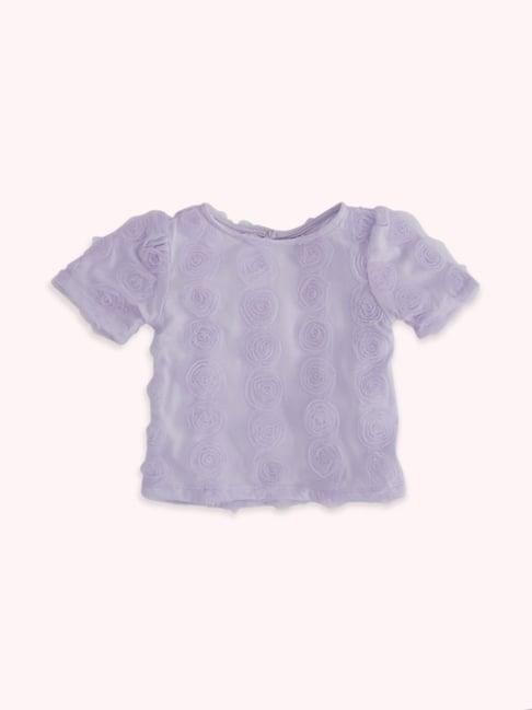 pantaloons junior lavender cotton applique top