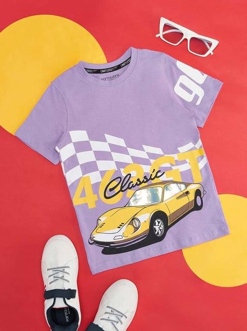 pantaloons junior lavender cotton printed t-shirt