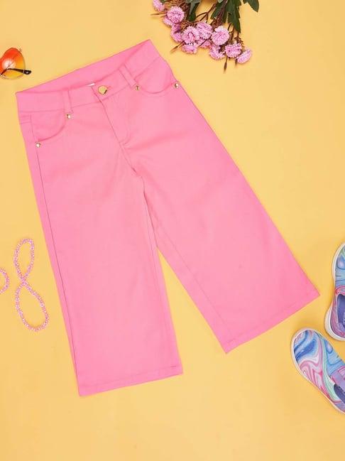 pantaloons junior lemonade pink flared fit pants