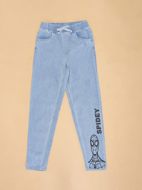 pantaloons junior light blue printed jeans