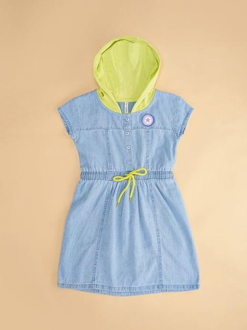 pantaloons junior light blue solid dress