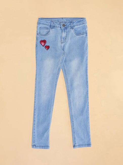 pantaloons junior light blue solid jeans