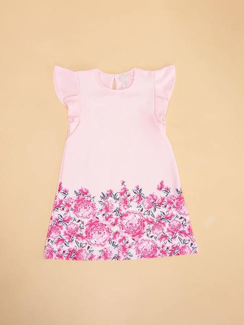 pantaloons junior light pink floral print frock