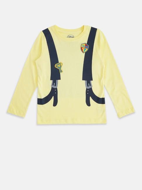 pantaloons junior light yellow printed full sleeves t-shirt