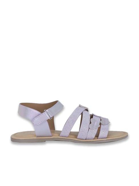 pantaloons junior lilac & beige cross strap sandals