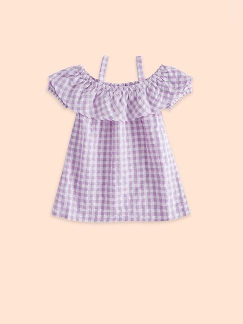 pantaloons junior lilac cotton chequered top