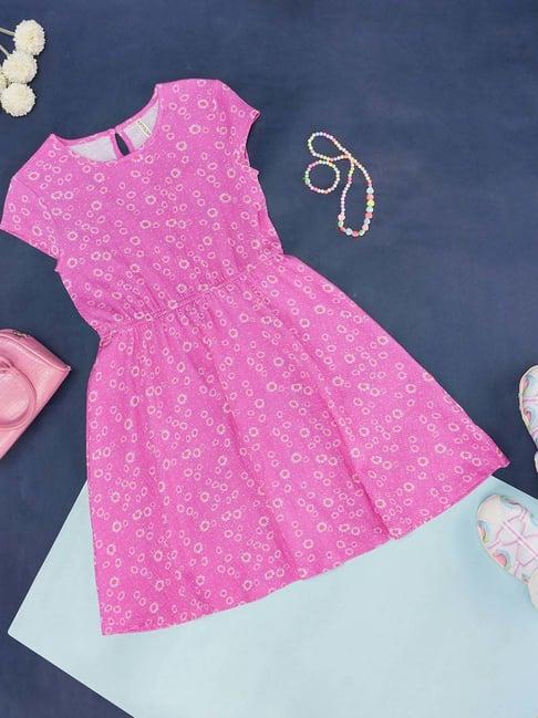 pantaloons junior lilac cotton floral print dress