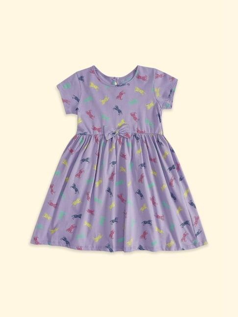 pantaloons junior lilac cotton printed dress