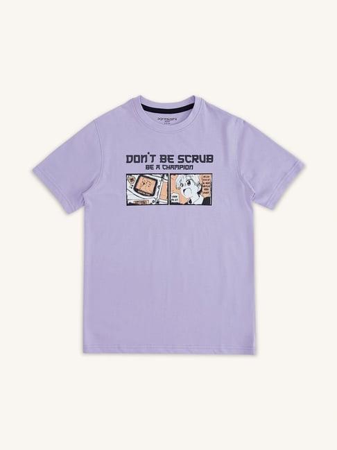 pantaloons junior lilac cotton printed t-shirt