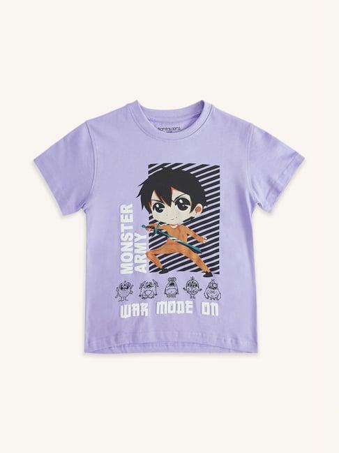 pantaloons junior lilac cotton printed t-shirt